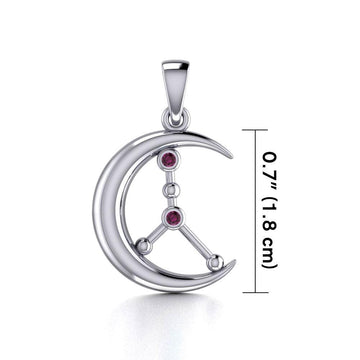 Crescent Moon and Cancer Astrology Constellation Silver Pendant TPD5769 - Jewelry